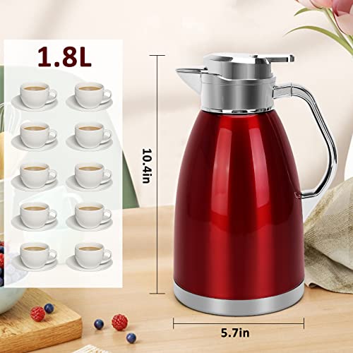 Coffee Carafes for Keeping Hot (61oz Red)