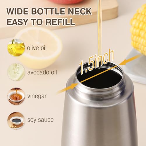 Stainless Steel Olive Oil and Vinegar Dispenser (sliver 12.8 oz)