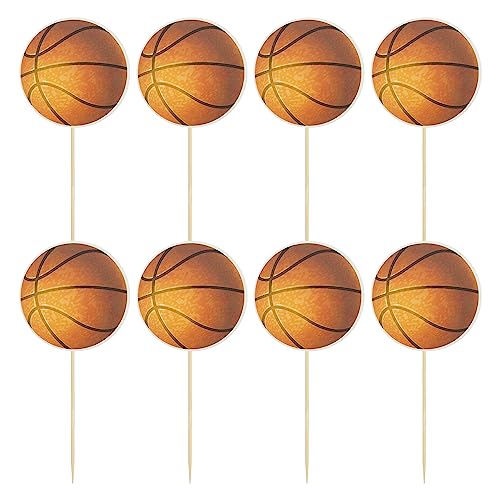 24Pcs Basketball Cupcake Toppers Star Sports Ball Cupcake Picks Baby Shower Basketball Sports Players Theme Birthday Party Cake Decorations Supplies (24 Count)