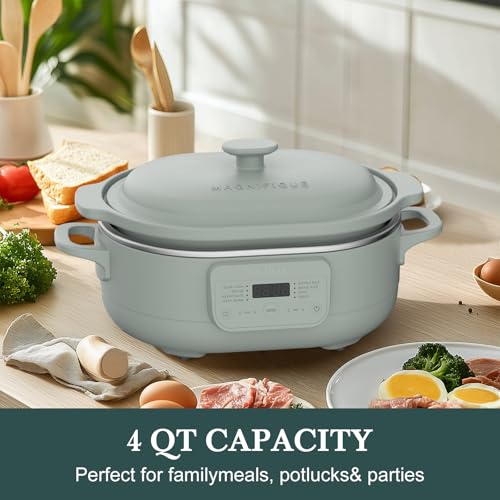 MAGNIFIQUE 4 Quart Programmable Casserole Slow Cooker (4 Quarts / Olive)