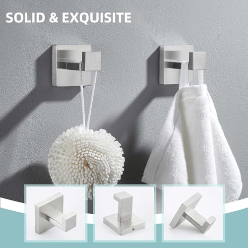 Bathroom Towel Hooks (2 Pack / Brushed Nickel)