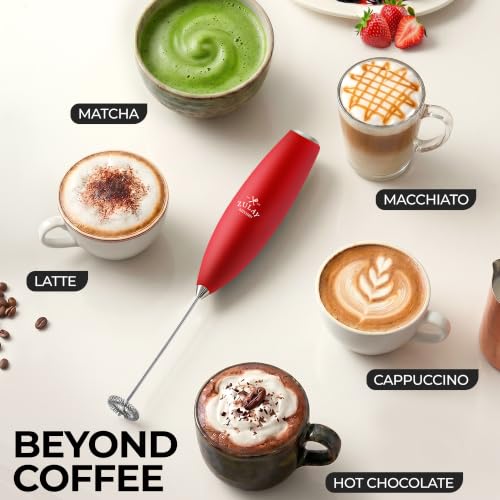 Zulay Powerful Milk Frother for Coffee with Upgraded Titanium Motor (Fire Red / OG Frother)