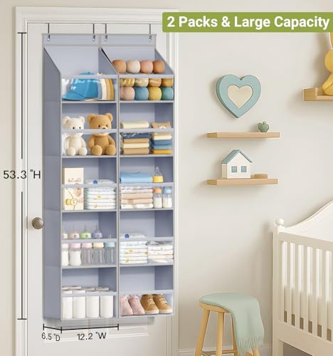 2 Pack Over the Door Organizer (2 Packs / Grey)