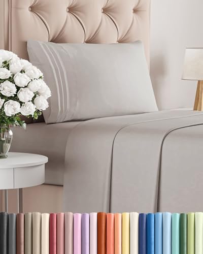 Twin Size 3 Piece Sheet Set (03 - Light Grey / Twin)