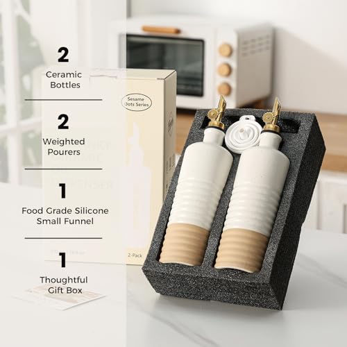 Ceramic Olive Oil Dispenser Bottles 16.9 oz (2 Count)