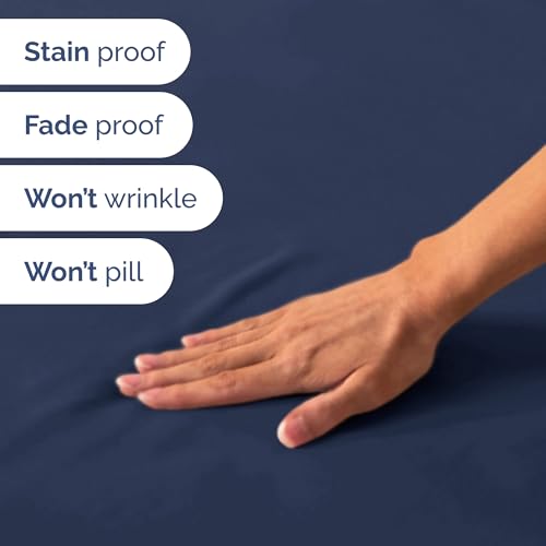 Short Queen Size 4 Piece Bed Sheet Set (18 - Navy Blue / Short Queen)