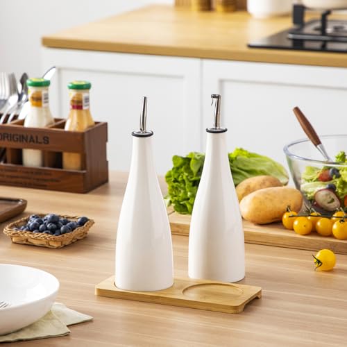 16 Oz Ceramic Olive Oil Dispenser Bottle (16 Ounces / White)