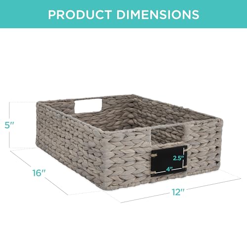 Set of 4 16x12in Large Water Hyacinth Pantry Baskets (12x16x5in / Gray)