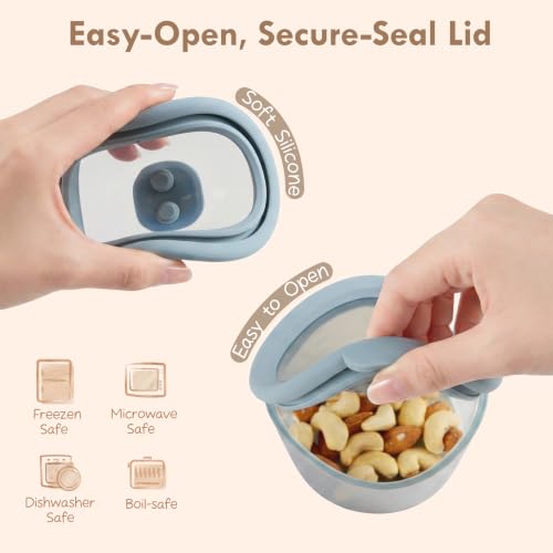 Silicone Snack Containers for Kids & Toddlers (6Pack-Clay/Lunar Grey/Ether/Blush/Croissant/Mint)