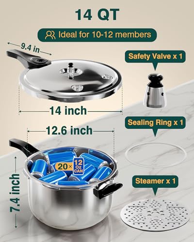 Stainless Steel Pressure Cooker (14 Quarts)