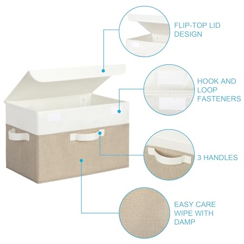 Memory Keepsake Storage Box (White/Khaki / Large-2 Pack)