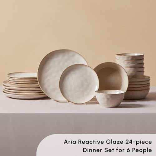 Aria Reactive Stoneware Plates & Bowls Sets (Aria 24-Piece Set)