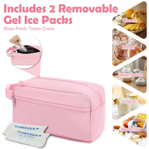 Freezable Snack Bag with Removable Ice Packs (with Ice Packs - Pink)