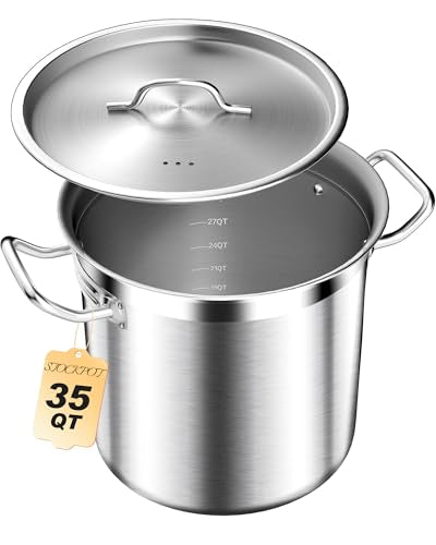 Commercial Grade Large Stock Pots (35 Quarts)