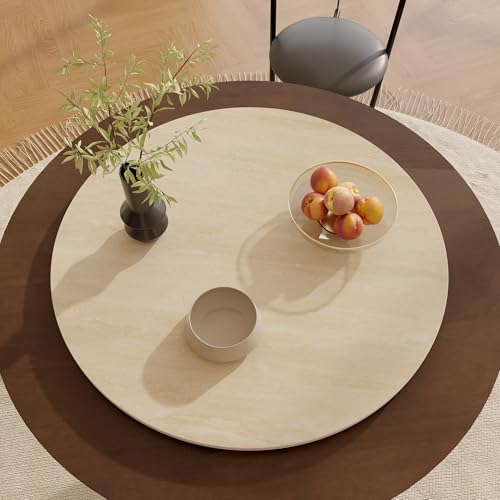 23.6" Sintered Stone Lazy Susan for Table Top (Yellow Cave Stones / 60CM)