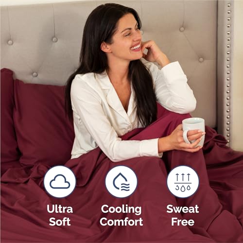 Split King Size 5 Piece Sheet Set (25 - Burgundy / Split King Size)