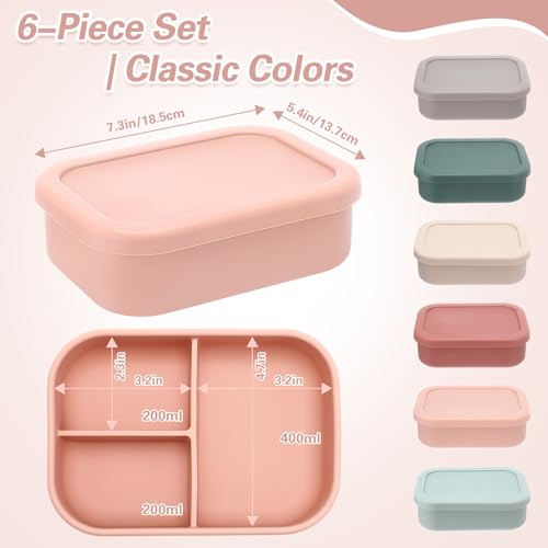 6 Pcs Silicone Bento Box (6 Count)
