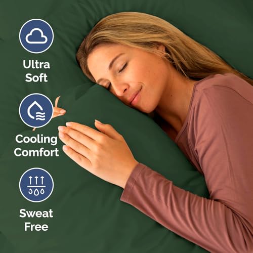 Short Queen Size 4 Piece Bed Sheet Set (17 - Emerald Green / Short Queen)