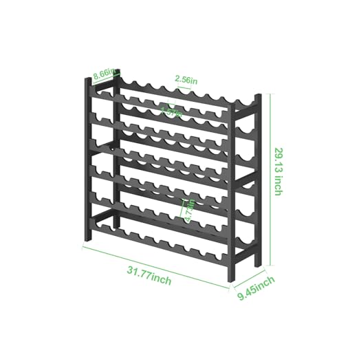 Wine Rack Freestanding Floor (Black Finish 6-tier Without Glass Holder)