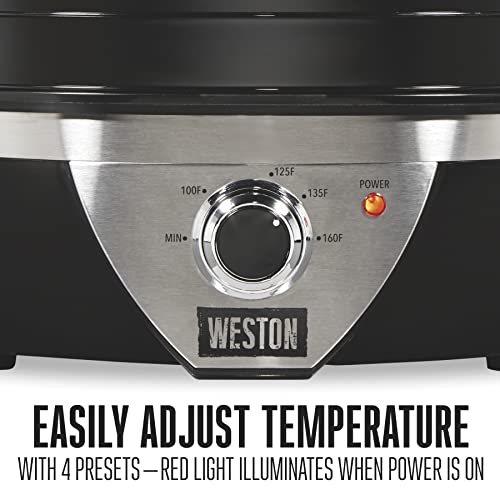 Food Dehydrator Machine for Jerky (Temperature Control (100-160F) / 4 Stackable Trays, Black & Stainless Steel Accents)