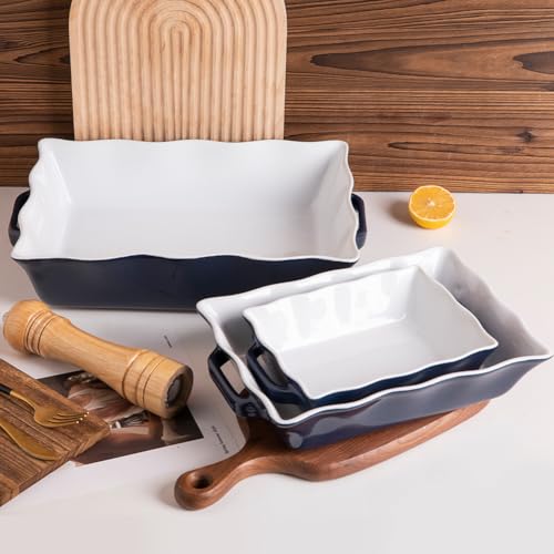 Sweejar Casserole Dishes for Oven (Navy New / Baking dish(Set of 3))