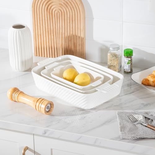 Sweejar Ceramic Baking Dish Set (White / Set of 3)