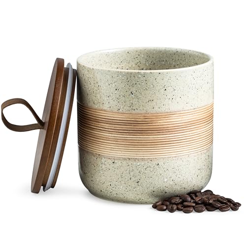 Ceramic Coffee Container with Lid (Beige / 37 fl.oz)