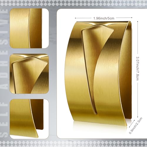 4 Pcs Self Adhesive Kitchen Towel Hook Holder (Gold)