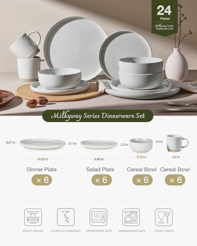 Milkyway 24 Piece Dinnerware Set with Mugs (Light Gray / Service for 6 (Include Mugs))