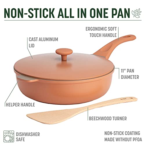 All-in-One Pan, Multilayer Nonstick Cookware Set, High-Performance Construction, Multipurpose Design Replaces Multiple Pots and Pans, Dishwasher Safe, 11-Inch, 4.4-Quart Capacity, Terracotta (Terracotta / 11-Inch / All-In-One Pan)