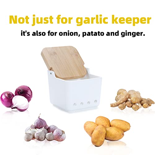 Garlic Keeper with Lid (White)