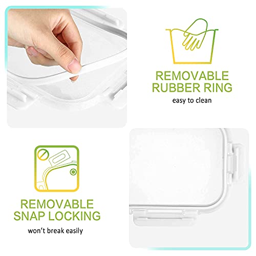 5 Pack,36 oz, 3 Compartments Glass Meal Prep Containers with Lids (White)