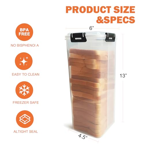 Bread Storage Container with drawer Tray (Black - 1 Pack)