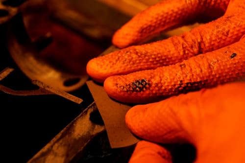 Cleanroom Orange Nitrile Gloves HEAVY DUTY 8 Mil Nitrile Chemical Resistant Medical Cooking Cleaning Disposable Gloves Case (1000 Count)