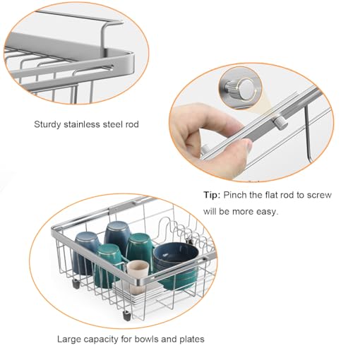 Capacity Expandable Over Sink Dish Drying Rack Stainless Steel