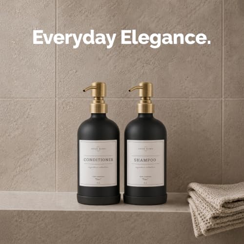 Black Glass Soap Dispenser (Matte Black Bottle / Brushed Brass Pump)