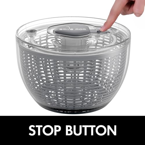 Salad Spinner Large Lettuce Spinner Kitchen Gadgets (6.3QT / Gray)