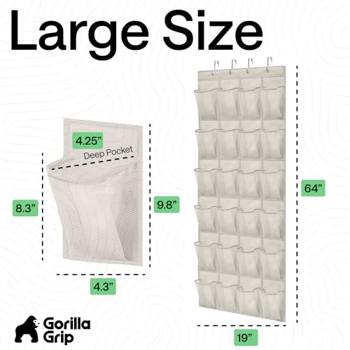 Over the Door Shoe Organizer (Linen / 24 Pockets/4 Hooks)