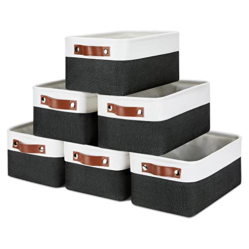 Small Storage Baskets 6 Pack (White&Black / Small/6P-11.8"x7.9"x5.1")