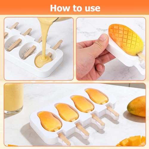 Mango Shape Silicone Popsicle Molds (4-Cavity 3D Mango)