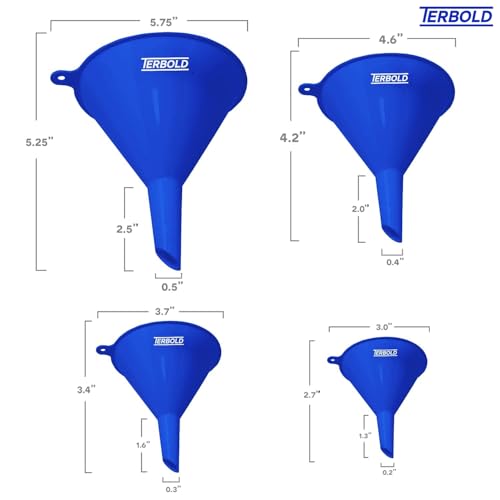 4pc Funnel Nesting Set in BPA Free Plastic for Kitchen Cooking