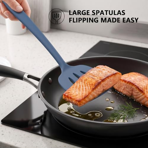 3 Pack Silicone Spatula Set (PureDarkBlue)