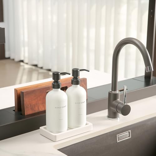 Kitchen Soap Dispenser Set (White Bottle & Black Pump)