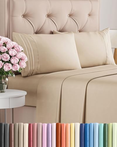 King Size 4 Piece Sheet Set (12 - Cream / King)