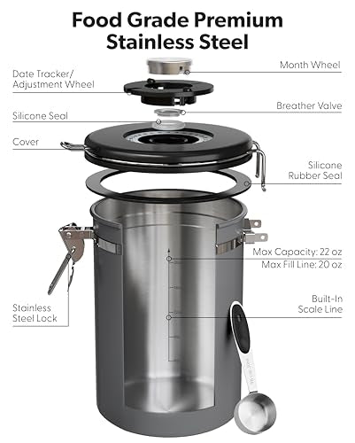 Coffee Canister with Window (Grey / 22 oz)