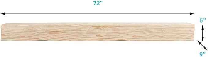 MANTELSDIRECT Breckenridge 72” Fireplace Mantel Shelf with Corbels – Rustic Floating Mantel Shelf for Over Fireplace – Unfinished - Wood Shelf for Wall – Pine Box Construction