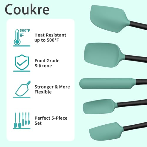 Silicone Spatula Set of 5 (Aqua Green Black)