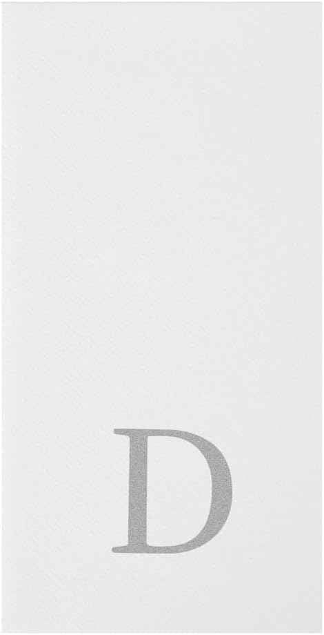 Luxenap 15.8 X 7.9 Inch Linen-Feel Guest Towels, 2000 Lettered Hand Towels - Silver Letter 'D', Sans Serif Font, White Paper Dinner Napkins, airlaid, For Restrooms And Tables - Restaurantware
