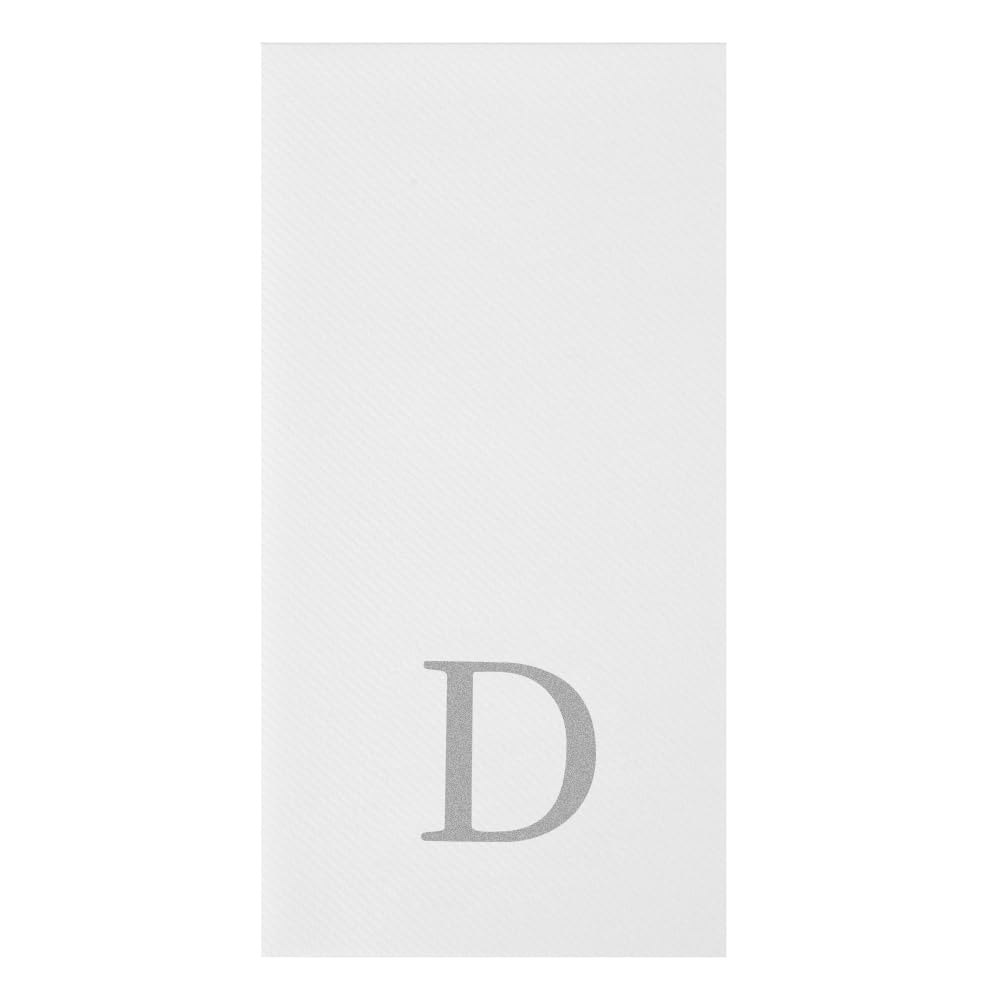 Silver D White Linen Feel Guest Towel Napkin (Silver / 2000 Count / D)