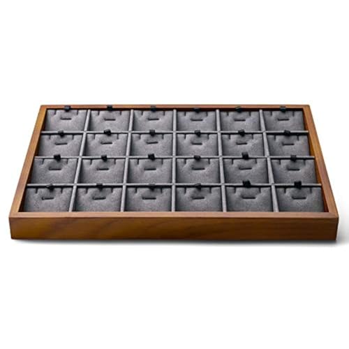 Wooden Jewelry Tray (Grey 24 grid necklace/pendant jewelry tray)